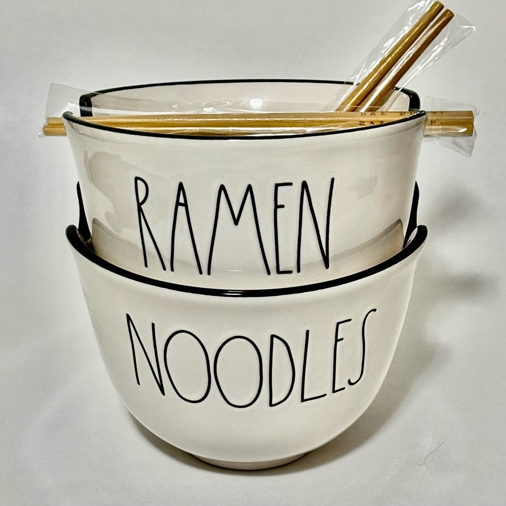 RAE DUNN New Ramen Noodles Bowl Set with Chopsticks